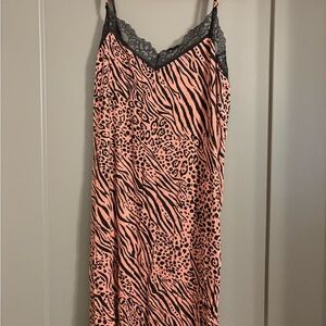 Soma Animal Print Chemise with Black Lace
